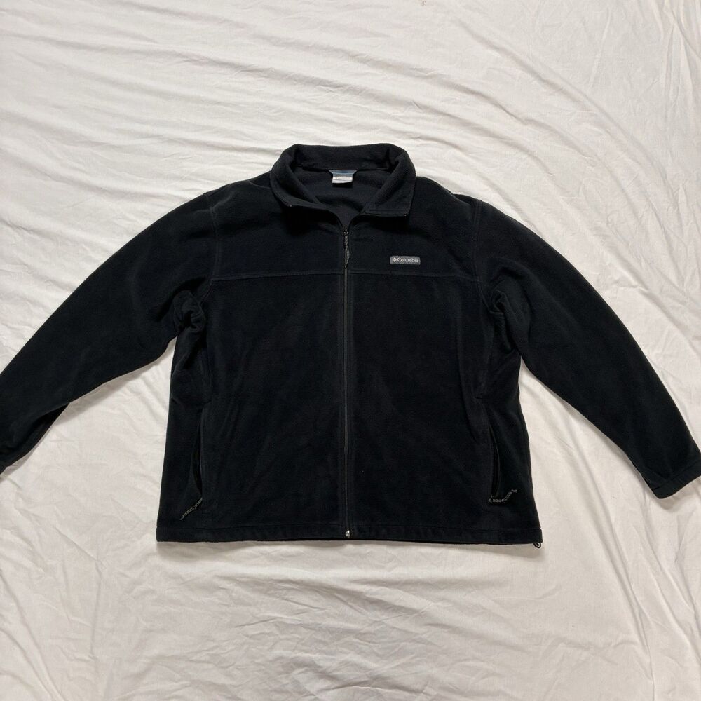 Columbia Fleece Jacket Size 3X Black Full Zip Outdoor  Soft Warm Very Good